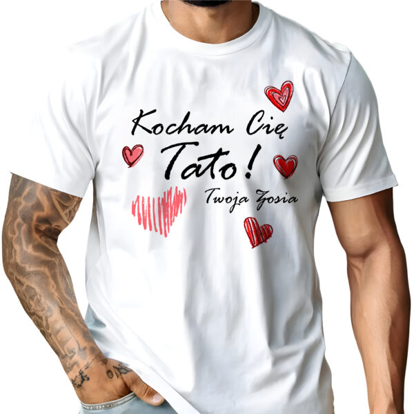 Koszulka personalizowana „Kocham Cię tato! Twoja” - podaj imię dziecka z dedykacją od córki lub syna – prezent na Dzień Ojca