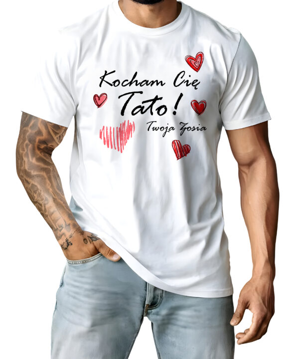 Koszulka personalizowana „Kocham Cię tato! Twoja” - podaj imię dziecka z dedykacją od córki lub syna – prezent na Dzień Ojca