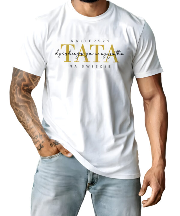 Koszulka z nadrukiem „NAJLEPSZY TATA NA ŚWIECIE DZIĘKUJĘ ZA WSZYSTKO” – prezent na Dzień Ojca