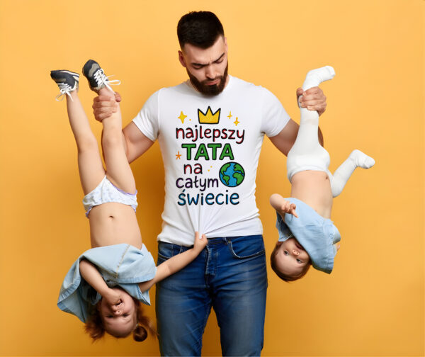 Koszulka „Najlepszy tata na całym świecie” w stylu rysunku dziecka – idealny prezent na Dzień Ojca