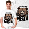 Koszulka z nadrukiem „NIE DRAŻNIJ MISIA” i grafiką głowy misia – zabawny t‑shirt