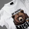 Koszulka z nadrukiem „NIE DRAŻNIJ MISIA” i grafiką głowy misia – zabawny t‑shirt