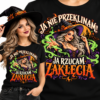 Koszulka damska na Halloween z czarownicą, zielonymi zaklęciami i napisem Ja nie przeklinam, ja rzucam zaklęcia
