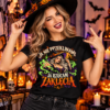 Koszulka damska na Halloween z czarownicą, zielonymi zaklęciami i napisem Ja nie przeklinam, ja rzucam zaklęcia
